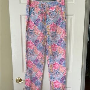 Lilly Pulitzer EUC Taron Linen Pant “Splashdance” Size M